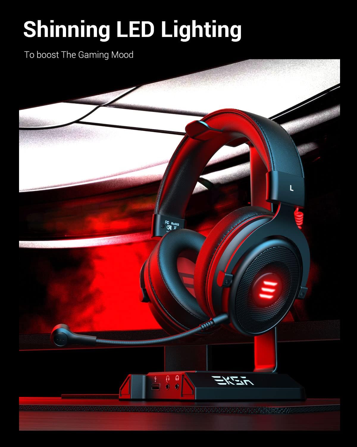 EKSA 7.1 PC Gaming Headset with Microphone, PS4 Gamer Headphones with USB & 3.5mm Cable, Detachable Noise Canceling Mic, Bass Surround Sound, LED, PS5 Gaming Headset for Xbox One, Switch, Laptop-5