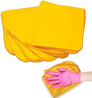 Jumbo Yellow Dusters for Cleaning - Pack of 24 Cleaning Cloth - 100% Cotton Heavy Duty Dusting and Polishing Cloth - Multi Surface Soft Cleaning Duster for Car, Window & Kitchen - 35x45 cm || 14"x18"