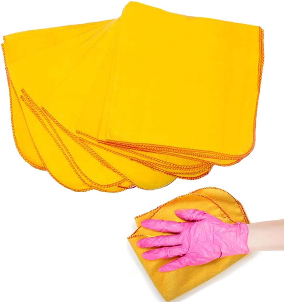 Jumbo Yellow Dusters for Cleaning - Pack of 24 Cleaning Cloth - 100% Cotton Heavy Duty Dusting and Polishing Cloth - Multi Surface Soft Cleaning Duster for Car, Window & Kitchen - 35x45 cm || 14"x18"-0