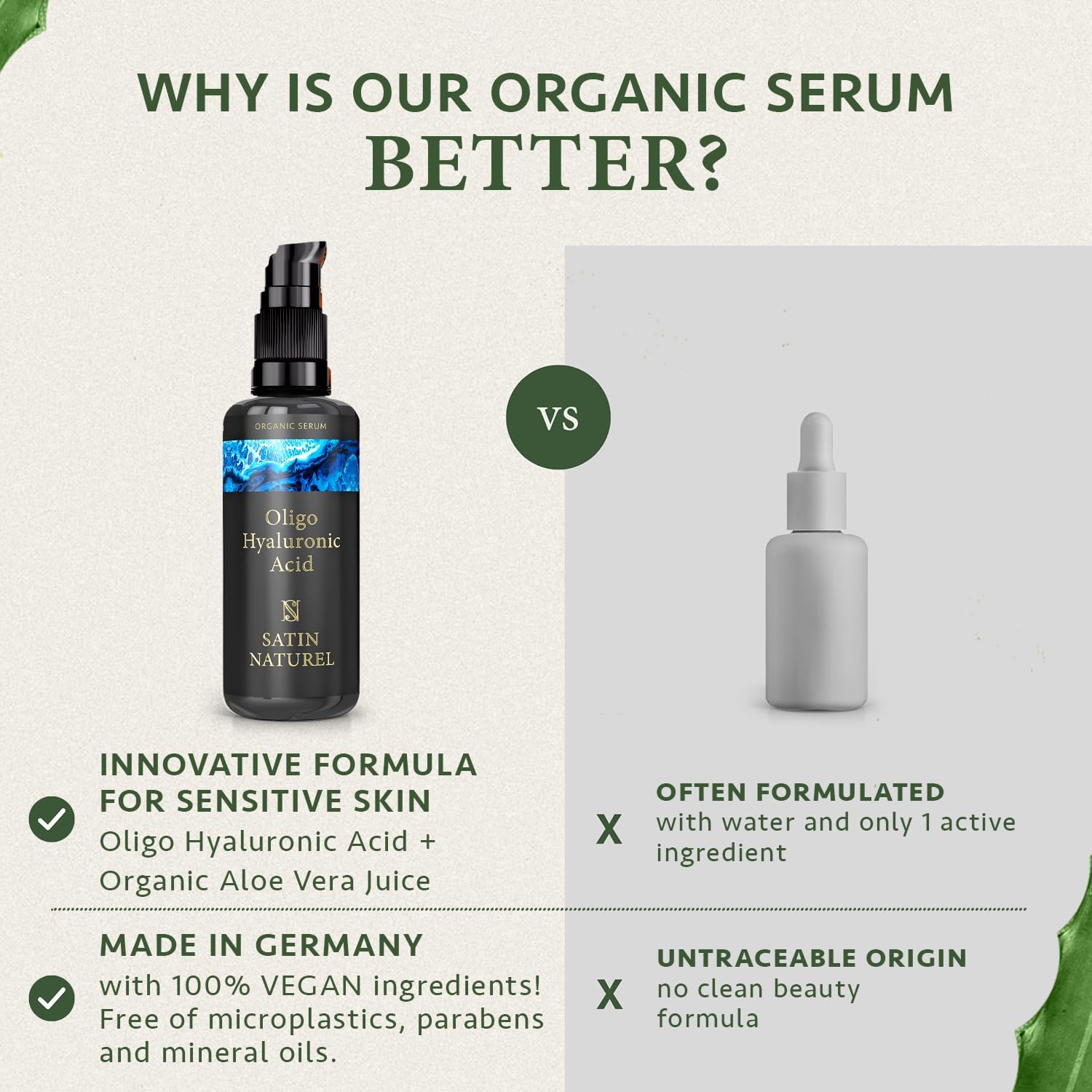 Oligo Hyaluronic Acid Serum for Face 50ml, Face Serum Skincare for a Rejuvenated Skin - Collagen Serum for Face with Organic Aloe Vera for Sensitive Skin - Vegan Skin Care by Satin Naturel-6