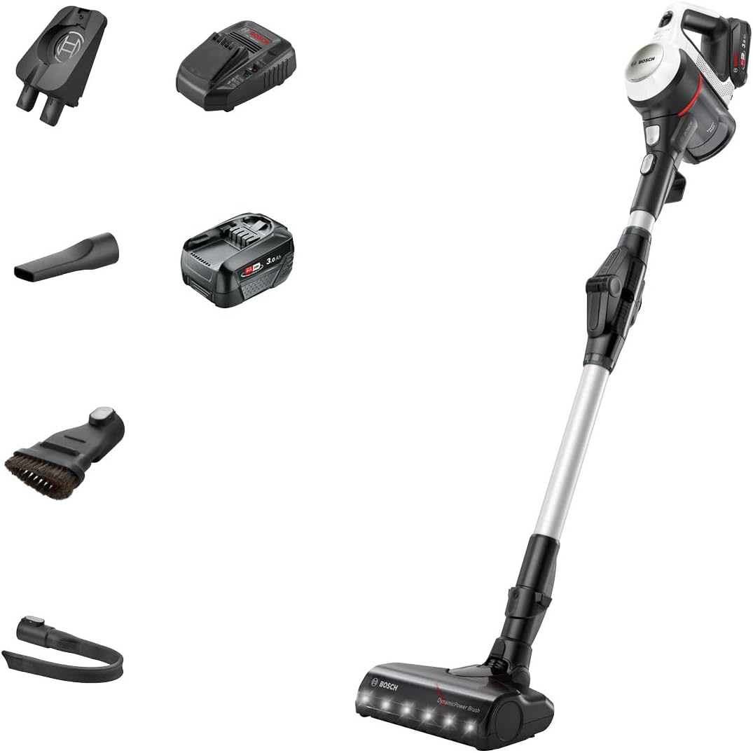 Bosch BCS712GB Unlimited 7 Cordless Stick Vacuum Cleaner with Flex Tube, Auto Detect Mode, Lightweight Design, 2 x Interchangeable 18V Batteries, 80 Minutes Run Time, Anthracite-0