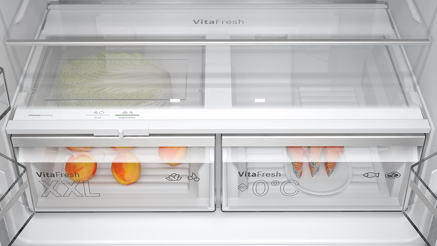 Bosch Home & Kitchen Appliances KFN96APEAG French Door Fridge Freezer with XXL Capacity, NoFrost, HomeConnect, VitaFresh XXL Pro 0C, 183 x 91 cm, Silver, Freestanding, Serie 6-9