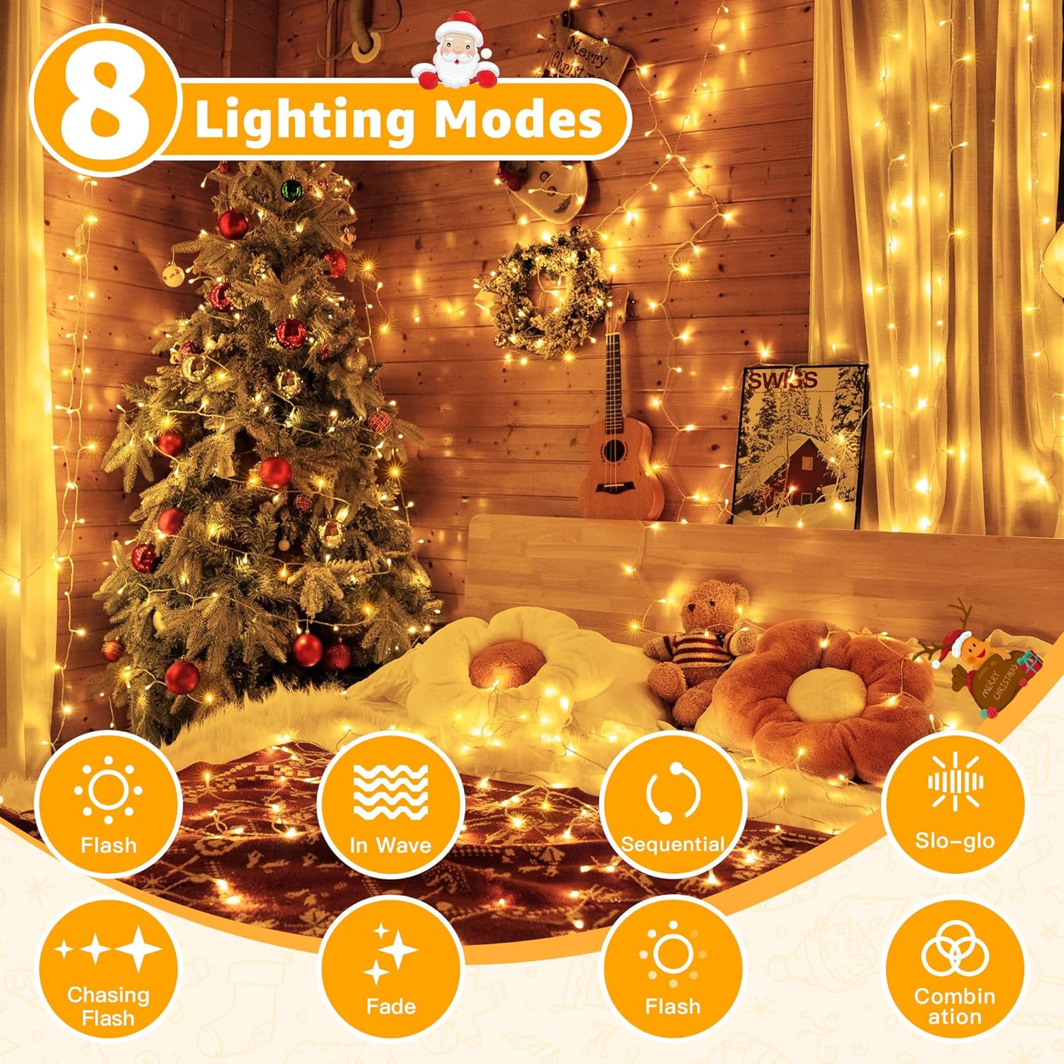 Ollny Fairy Lights for Indoor Outdoor - 40M 400 LEDs String Lights Mains Powered with Timer/Remote, Waterproof Outside Garden Lights for Bedroom/Party/Wedding/Tree/Home/Pation(Warm White)-2