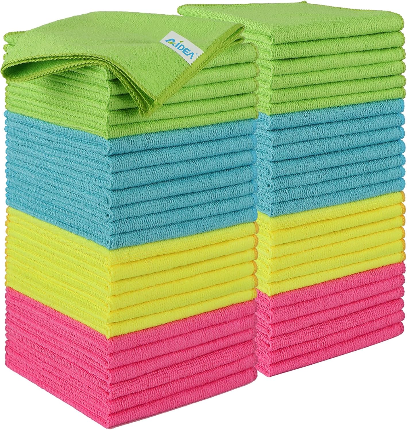 AIDEA Microfibre Cleaning Cloths 50 Pack,Reusable Kitchen Cleaning Towels Dish Cloths,Lint Free Streak Free Washable Duster Cloth for House, Car, Motorbike,Windows,30 x 30 cm-0