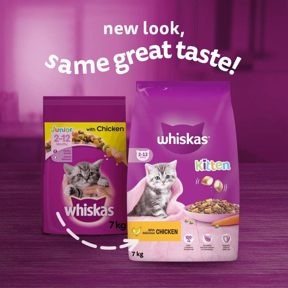 Whiskas Junior Chicken 7 kg Bag, Kitten Cat Dry Food - Pack May Vary-2