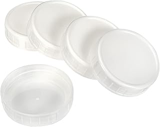 PATIKIL 70mm / 2-3/4" Regular Mouth Plastic Mason Jar Lids, 1Set/10 Pack Canning Jars Caps with Silicone Sealing Ring for Kitchen Storage, White