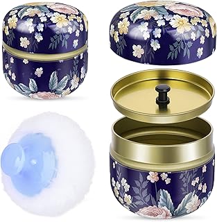 Sibba Powder Case with Powder Puff for Body Powder Empty Container Dusting Powder Box Baby After Bath Powder Puff Kit Makeup Powder Dispenser Case (Blue)