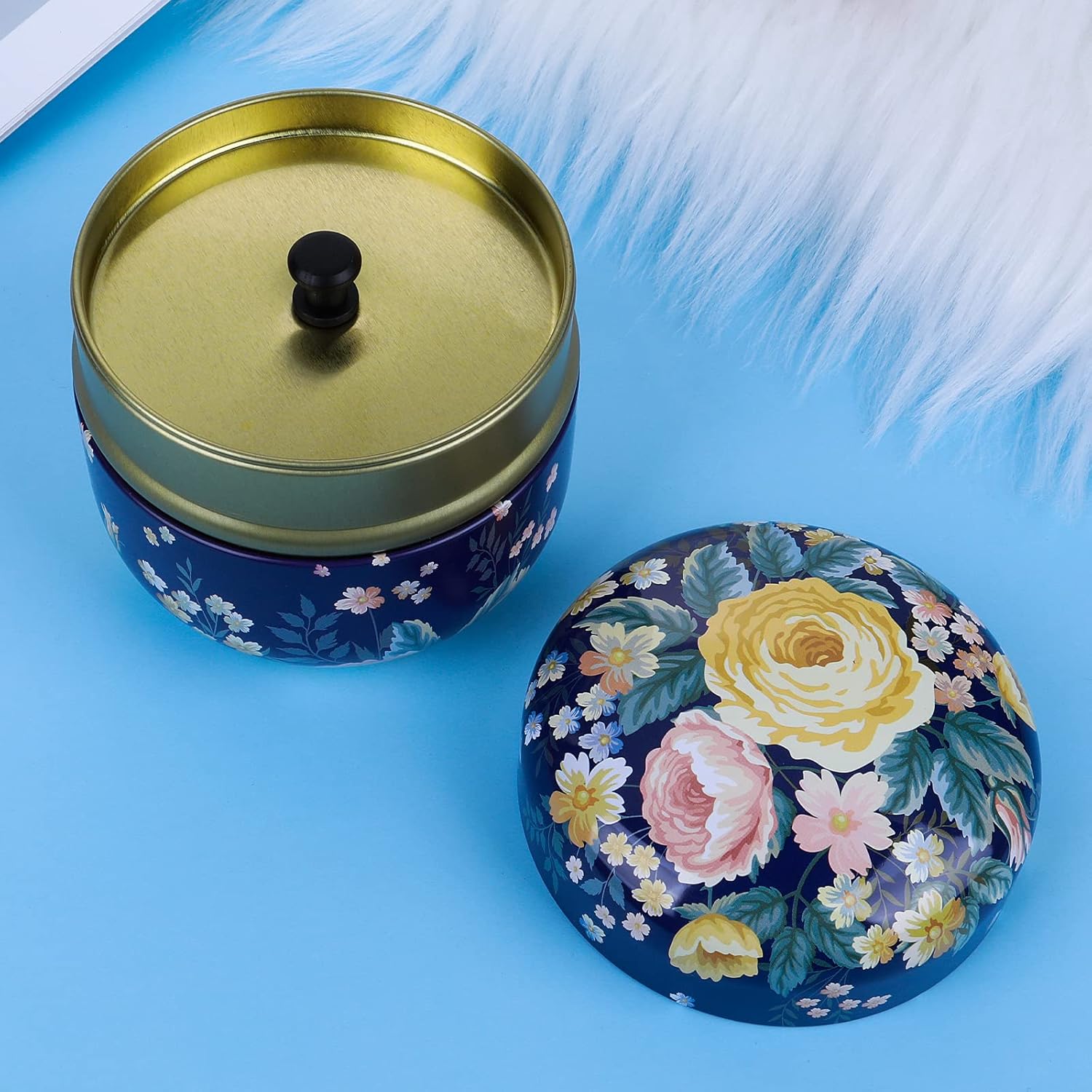 Sibba Powder Case with Powder Puff for Body Powder Empty Container Dusting Powder Box Baby After Bath Powder Puff Kit Makeup Powder Dispenser Case (Blue)-6