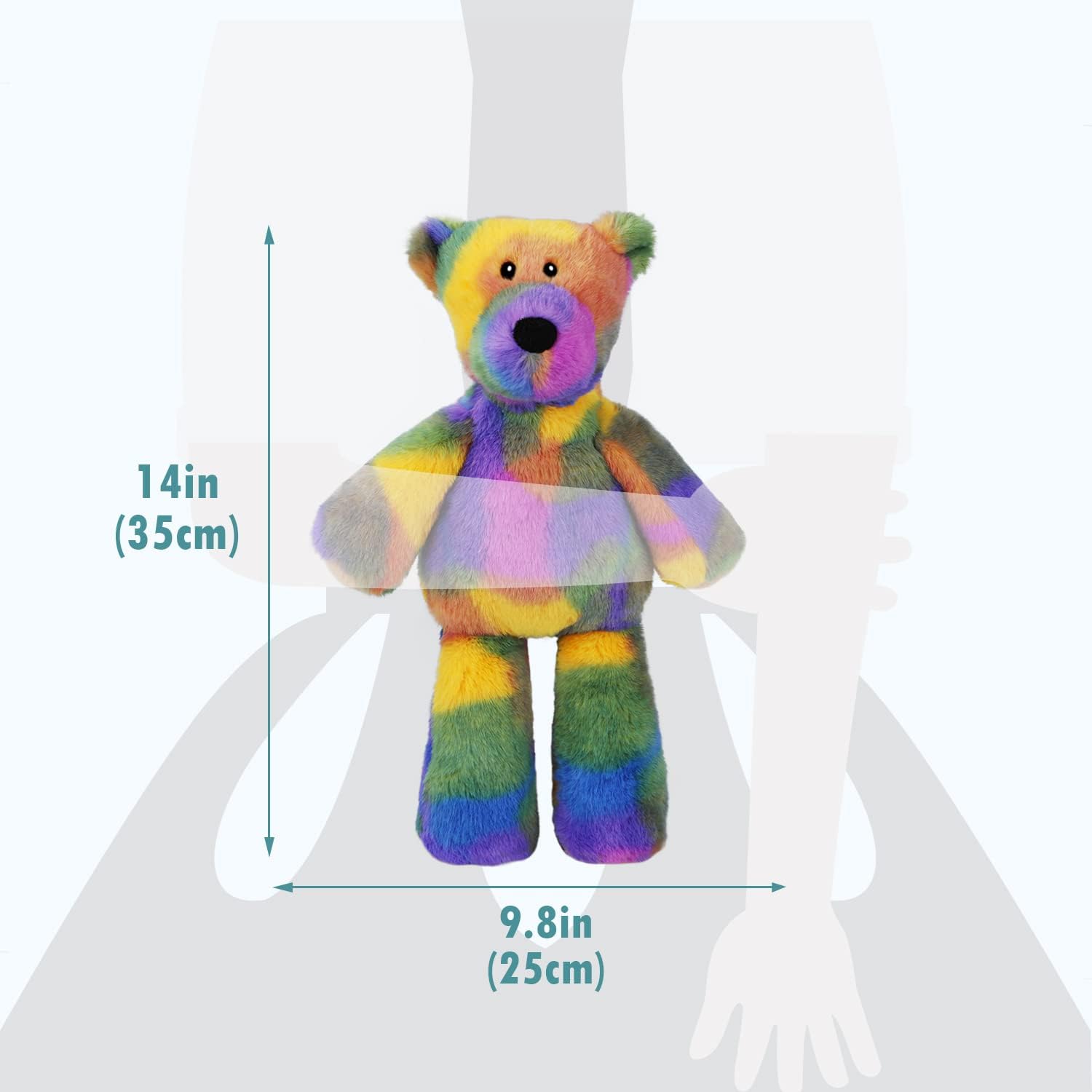 Plush Toy Doll Soft Stuff Animal Kids Children Pillow Gift for Christmas and Valentine (Rainbow Bear)-5