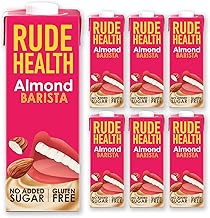 Rude Health 6 x 1 Litre Almond Barista Drink, Dairy Free, 100% Natural Drink, No Added Sugar, Healthy & Vegan Milk, Lactose Free Milk, No Additives, Gluten Free, Recyclable Packaging