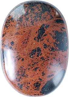 Crocon Mahogany obsidian Large oval Palm Stone Pocket Massage Worry Stones for Natural Body Chakra Balancing Reiki Healing Stones and Crystal Grid Healing Massage Spa Crystals