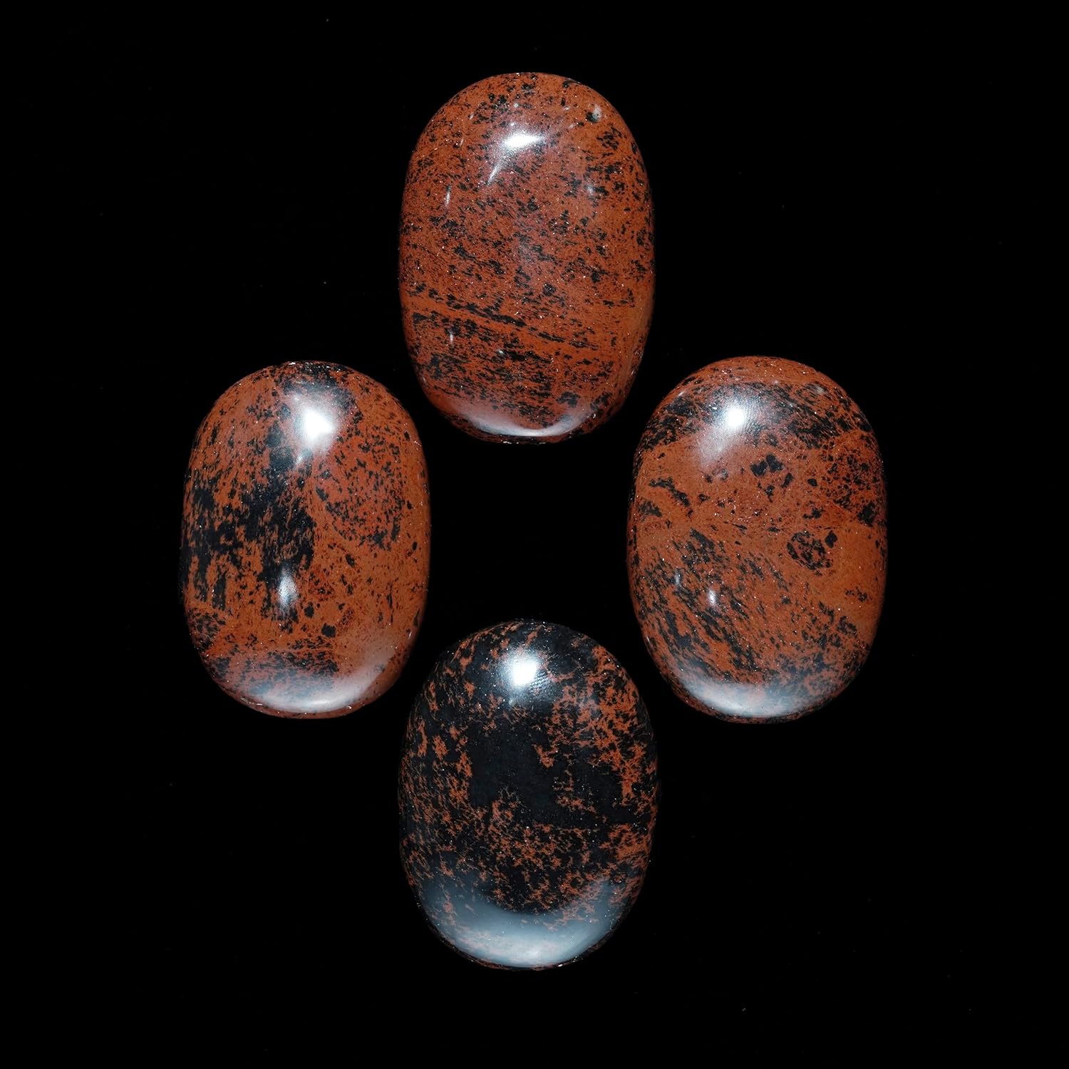 Crocon Mahogany obsidian Large oval Palm Stone Pocket Massage Worry Stones for Natural Body Chakra Balancing Reiki Healing Stones and Crystal Grid Healing Massage Spa Crystals-6