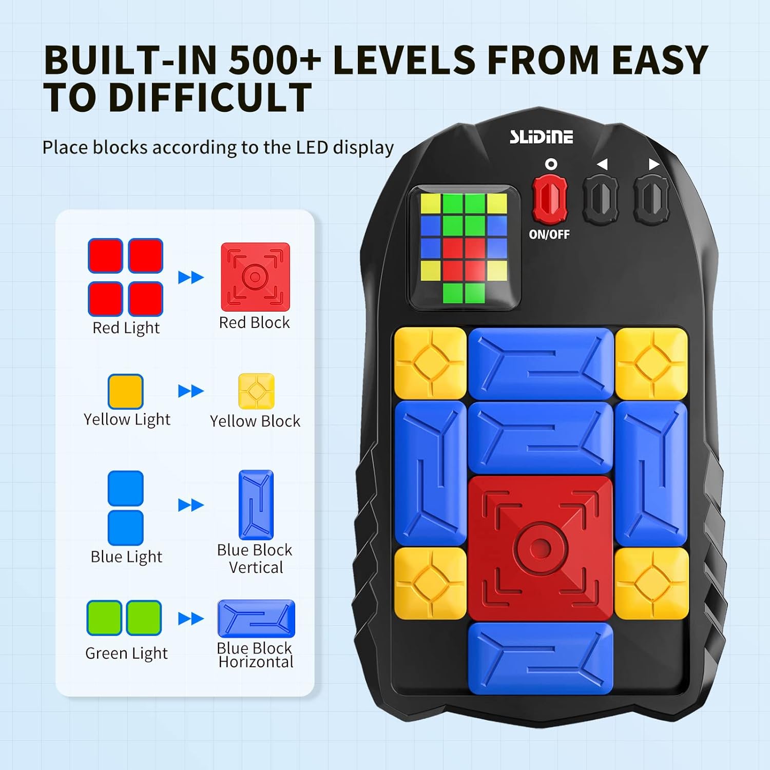 TEMI Handheld Slide Puzzle Games, 500+ Levels Super Slide Games Brain Teaser Puzzles Travel Fidget Toys Party Games Console STEM Learning Toys Gift for Kids Teens Adults-1