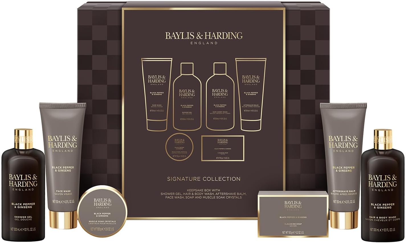 Baylis & Harding Black Pepper & Ginseng Men's Luxury Shower & Prep Gift Set - Vegan Friendly (Pack of 1)-0