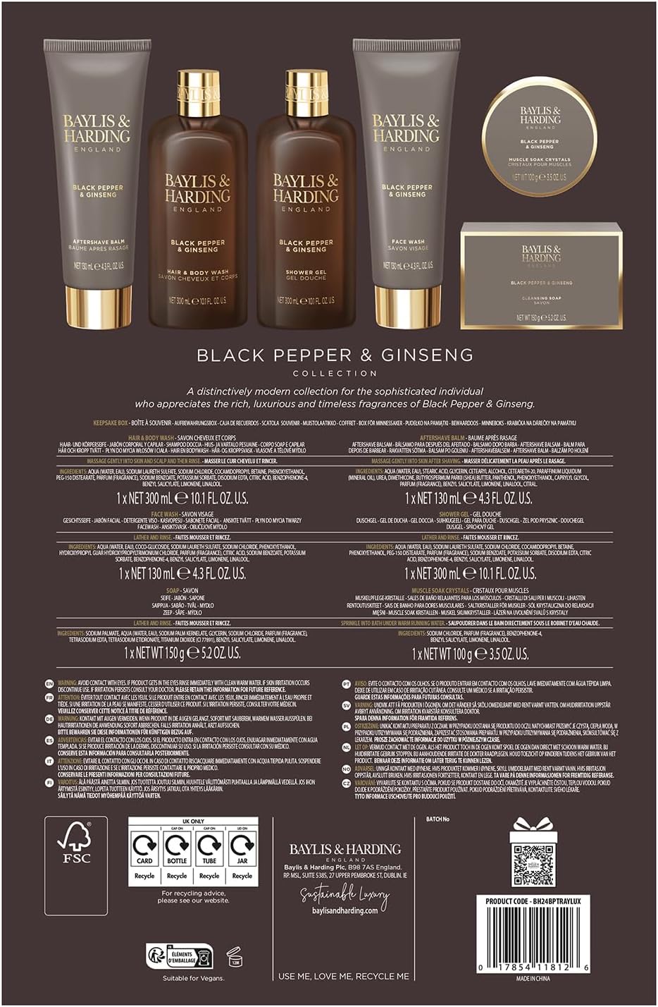 Baylis & Harding Black Pepper & Ginseng Men's Luxury Shower & Prep Gift Set - Vegan Friendly (Pack of 1)-6