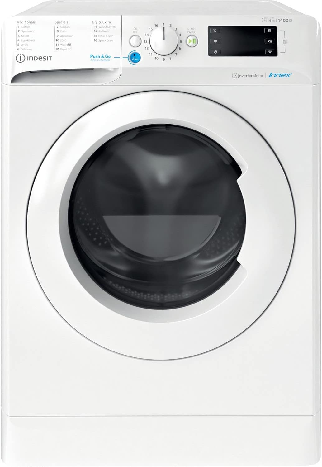 Indesit 8kg Wash 6kg Dry 1400rpm Freestanding Washer Dryer - White-0