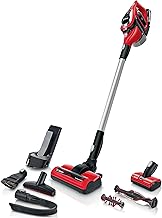 Bosch BBS81PETGB Unlimited 8 Cordless Stick Vacuum Cleaner with Extra Floor Nozzle for Pet Hair and Carpets, 1 x Interchangeable 18V Battery, 40 Minutes Run Time, Tornado Red