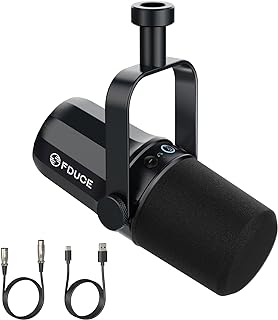 FDUCE SL40 Vocal Dynamic Podcast Microphone for Gaming, Live Streaming & Recording, Built-in Headphone Output, LED Mute Button, All Metal USB/XLR Cardioid Mic, Voice-Isolating Technology