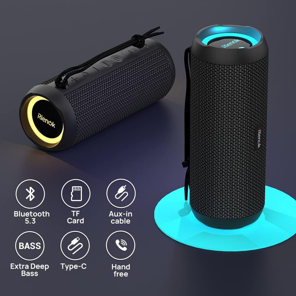 RIENOK Bluetooth Speaker Portable Wireless Bluetooth Speaker with 30W Enhanced Bass IPX7 Waterproof Bluetooth 5.3 Outdoor Speaker for Travel Sport-6