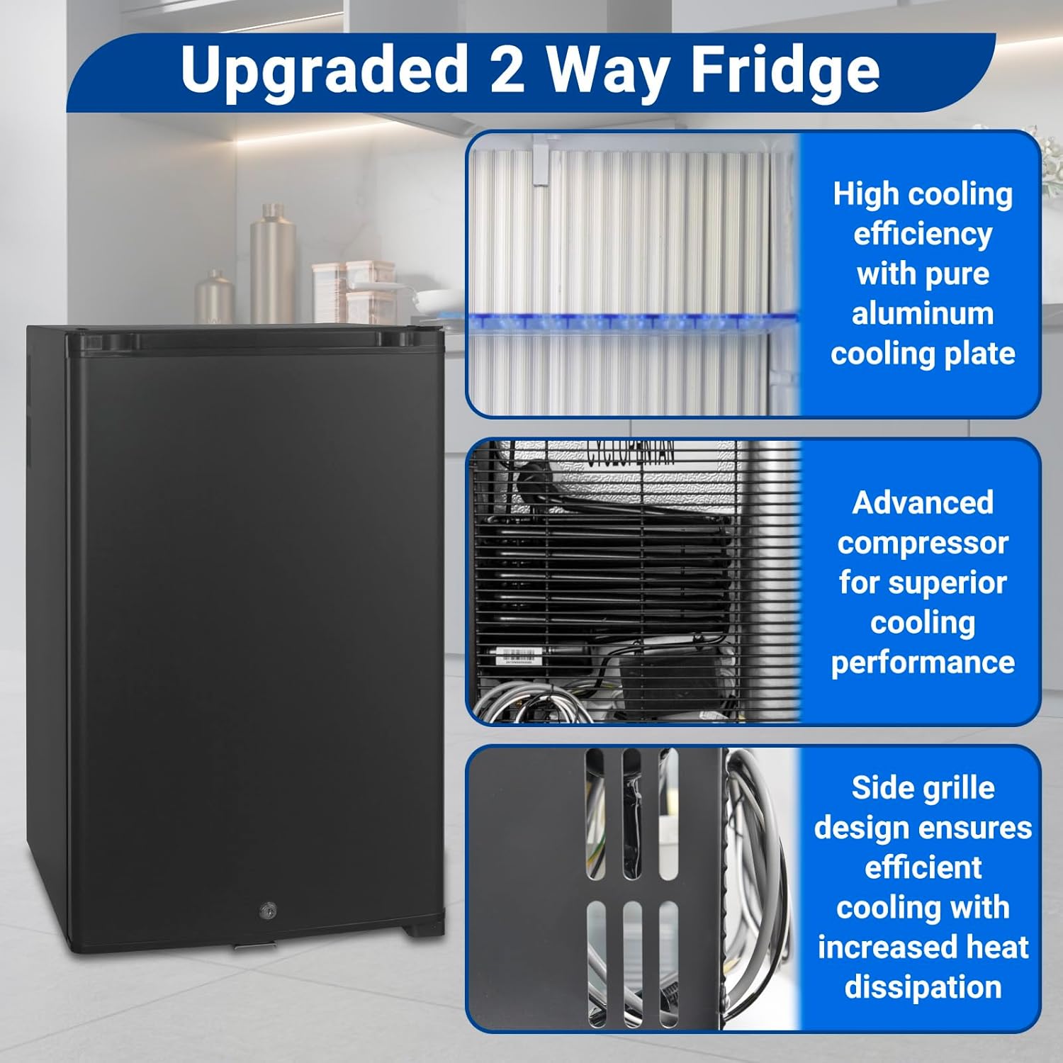 SMETA 12V Fridge 50L, 12V Fridge for Campervan [Upgraded], 2 Way Fridge 12V 240V with Lock for Van, RV, Office, Hotel Reversible Door|Cooling Excellent|Black-1