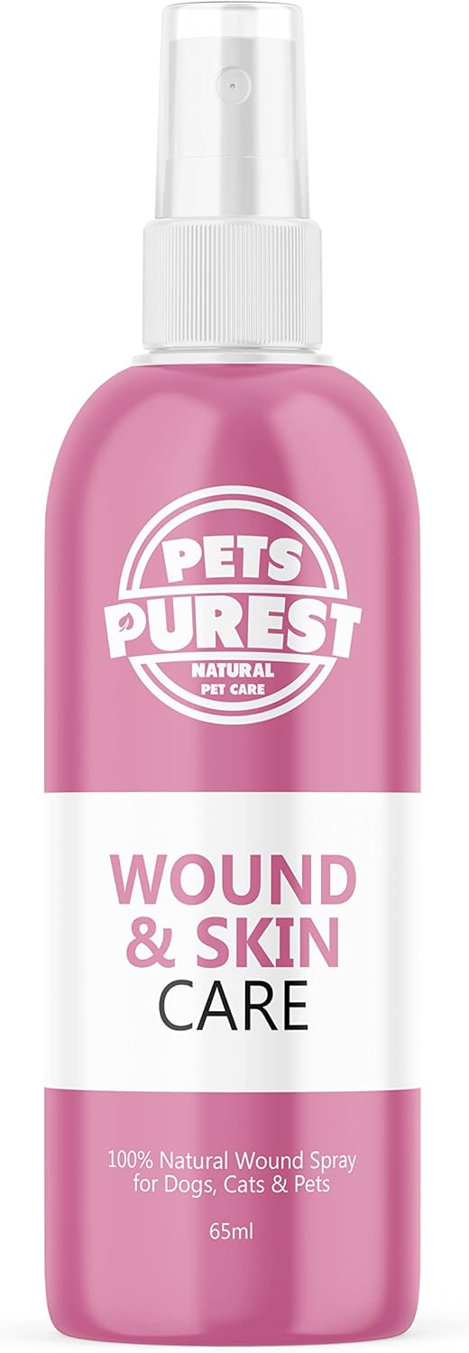 Pets Purest Wound & Antiseptic Spray for Dogs, Cats & Pets - 100% Natural Skin Care Health Treatment for Healing, Soothing & Pet First Aid Kit Supplies - 65ml-0