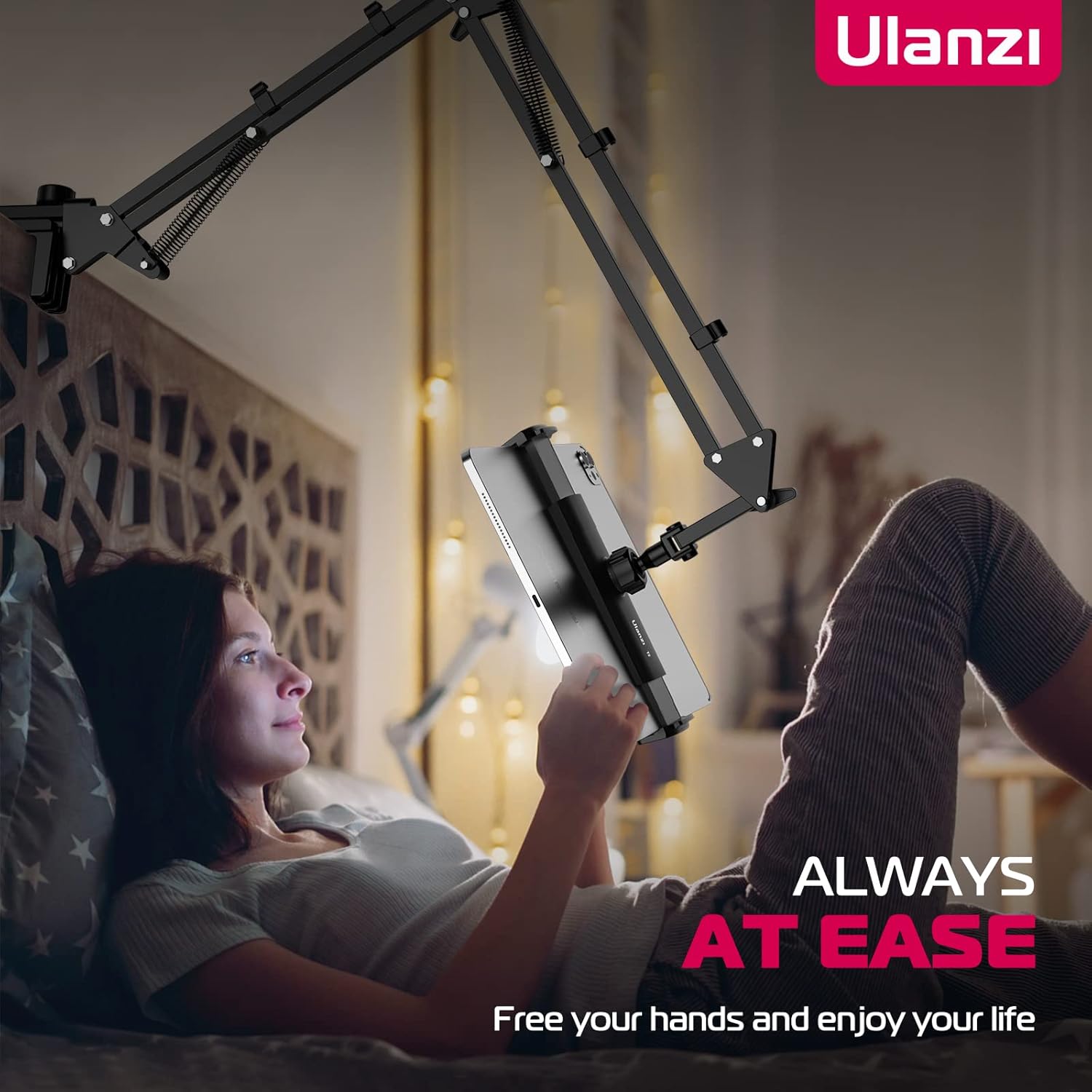 ULANZI iPad Holder for Bed, T2 Tablet Holder for Readind in Bed 360° Rotation, iPad Stand with Flexible Arm, Height and Angle Adjustable, iPad Mount for iPad Air mini Pro, 4.6~12.9" Devices-1