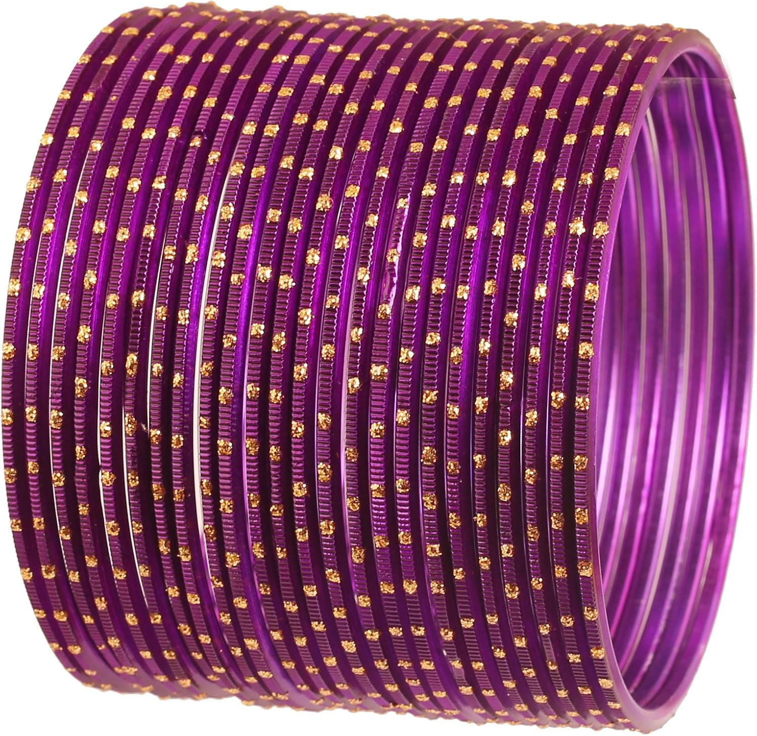 NEW! Touchstone "Colorful 2 Dozen Bangle Collection" Indian Bollywood Alloy Metal Textured Designer Jewelry Special Large Size Bangle Bracelets Set Of 24 In Antique Gold Tone For Women-0