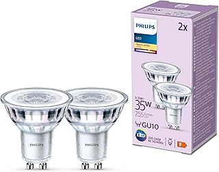 PHILIPS LED Classic Spot Light Bulb 2 Pack [Warm White 2700K - GU10] 35W, Non Dimmable. for Home Indoor Lighting