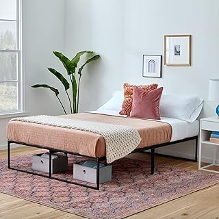 Linenspa Contemporary Bed Frame Double – Metal bed frame with Steel Slats – 30 cm of Clearance – Underbed Storage – Quick Assembly – 135 x 190 cm