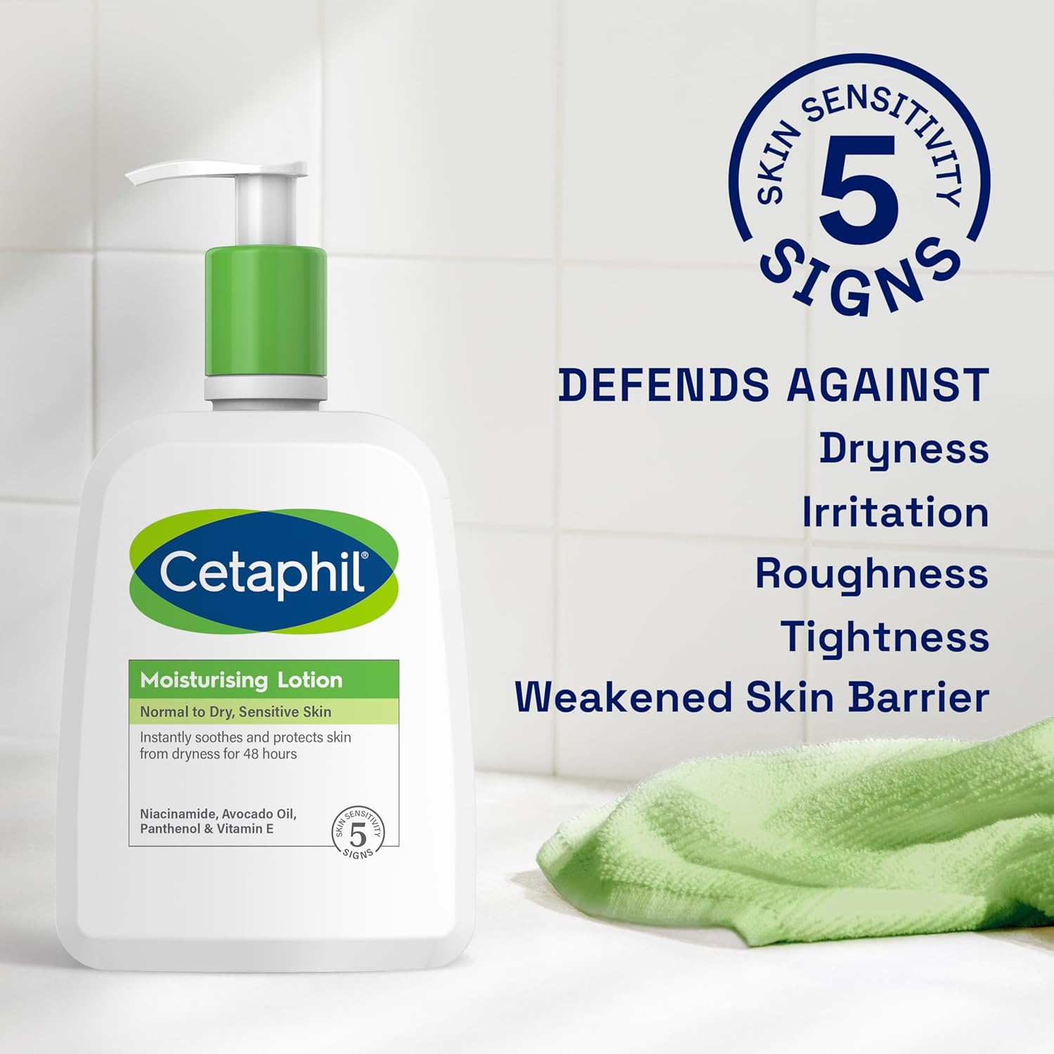 Cetaphil Face & Body Moisturiser, 1L, Moisturising Lotion For Normal To Dry, Sensitive Skin, With Niacinamide & Vitamin E-7