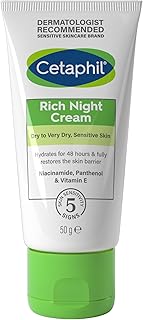 Cetaphil Rich Night Cream, 50g, For Dry To Very Dry, Sensitive Skin, With Niacinamide