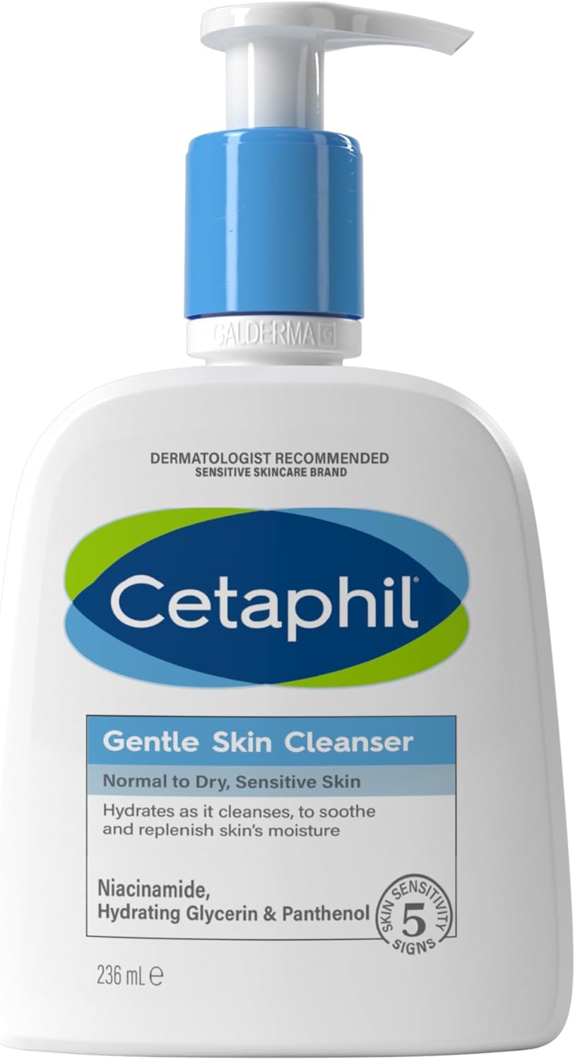 Cetaphil Gentle Skin Cleanser, 236ml, Face & Body Wash, For Normal To Dry Sensitive Skin, With Niacinamide & Glycerin, Soap Free-0