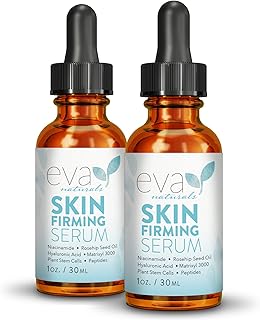 Eva Naturals Skin Firming Serum (1oz) - Day or Night Serum Instantly Firms Loose Skin and Refines Wrinkles - With Plant-Derived Amino Acids, Hyaluronic Acid, Peptides and Niacinamide - (2 Pack)