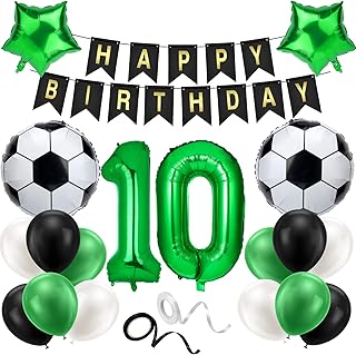 RosewineC 10th Football Birthday Decorations, 20 Pcs Football Balloon Decoration, Football Birthday Party Decoration for Kids Boys Football Fans Birthday Football Party Supplies