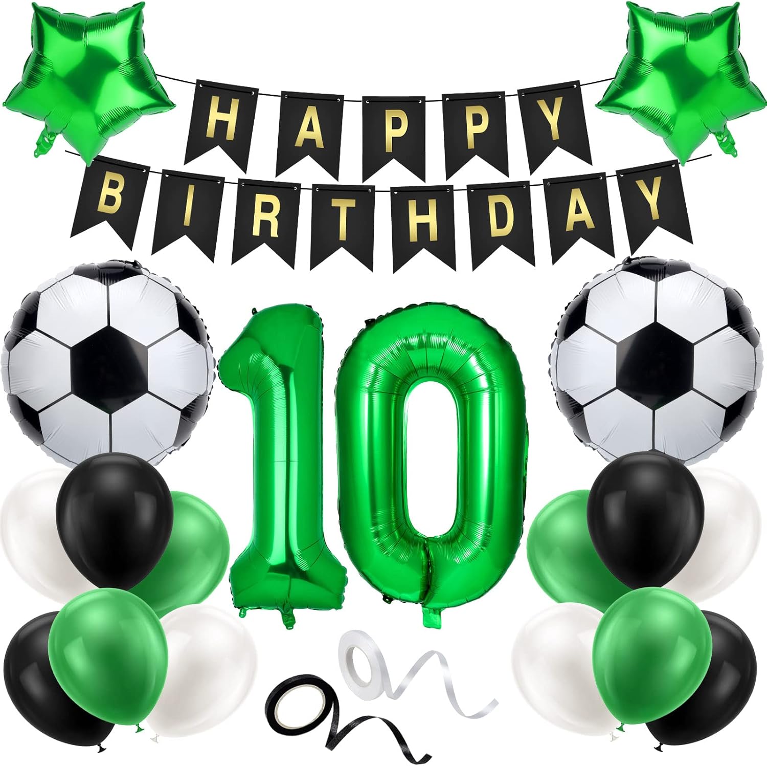 RosewineC 10th Football Birthday Decorations, 20 Pcs Football Balloon Decoration, Football Birthday Party Decoration for Kids Boys Football Fans Birthday Football Party Supplies-0