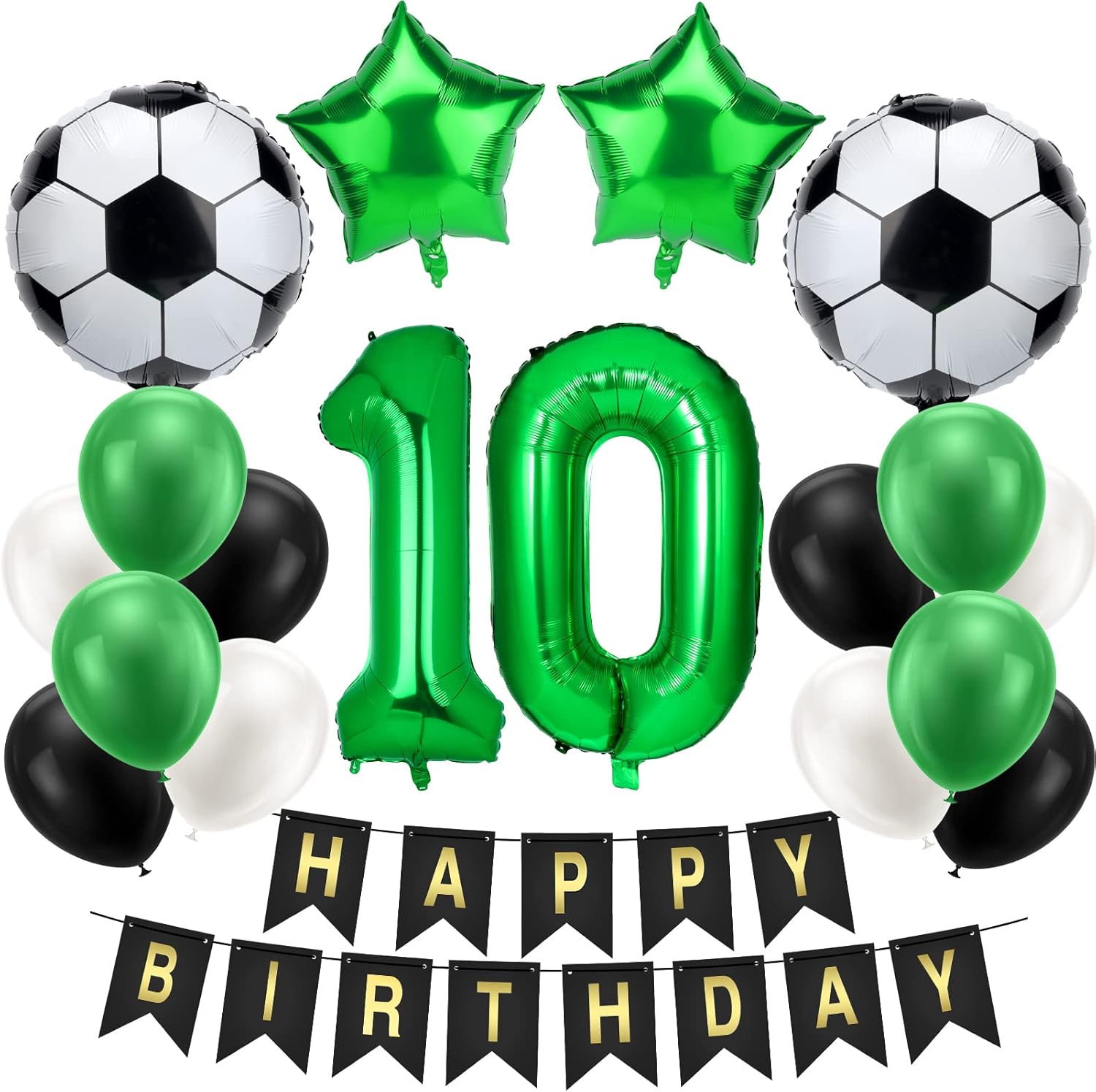 RosewineC 10th Football Birthday Decorations, 20 Pcs Football Balloon Decoration, Football Birthday Party Decoration for Kids Boys Football Fans Birthday Football Party Supplies-1