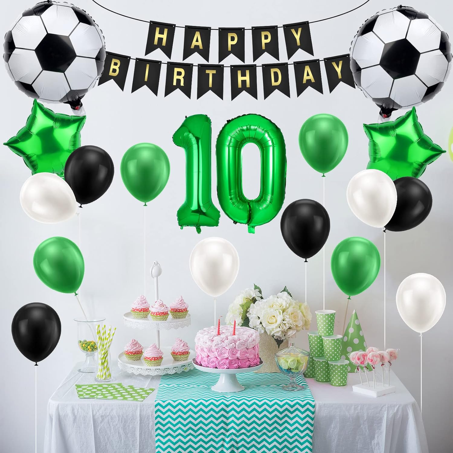 RosewineC 10th Football Birthday Decorations, 20 Pcs Football Balloon Decoration, Football Birthday Party Decoration for Kids Boys Football Fans Birthday Football Party Supplies-5