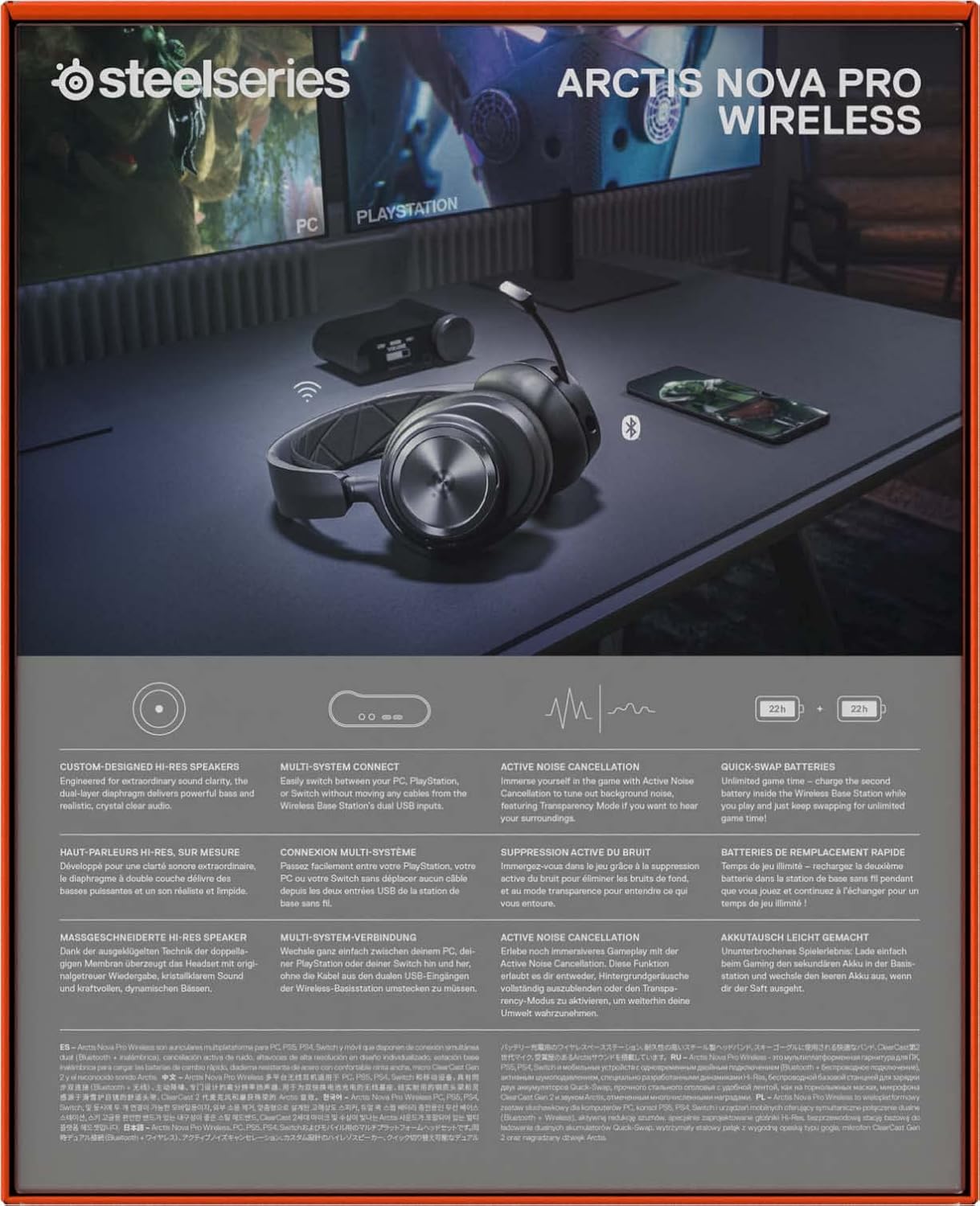 SteelSeries Arctis Nova Pro Wireless Multi-System Gaming Headset - Neodymium Magnetic Drivers - Active Noise Cancellation - Infinity Power System - ClearCast Gen 2 Mic - PC, PS5, PS4, Switch, Mobile-15