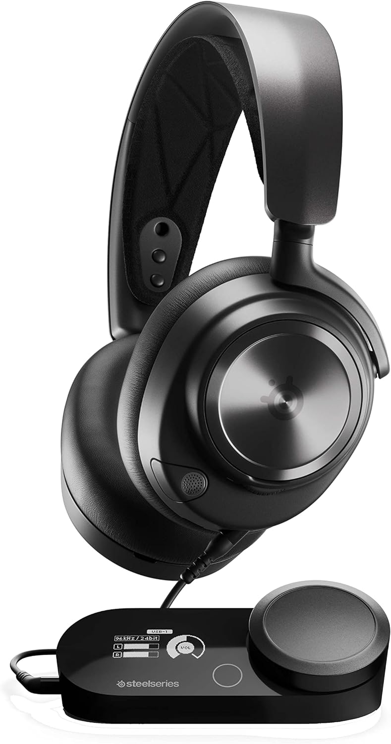 SteelSeries Arctis Nova Pro - Multi-System Gaming Headset - Premium Hi-Fi Drivers- Hi-Res Audio - 360° Spatial Audio- GameDAC Gen 2 - ESS Sabre Quad-DAC - Stealth Retractable Mic - PC, PS5/PS4, Switch-0