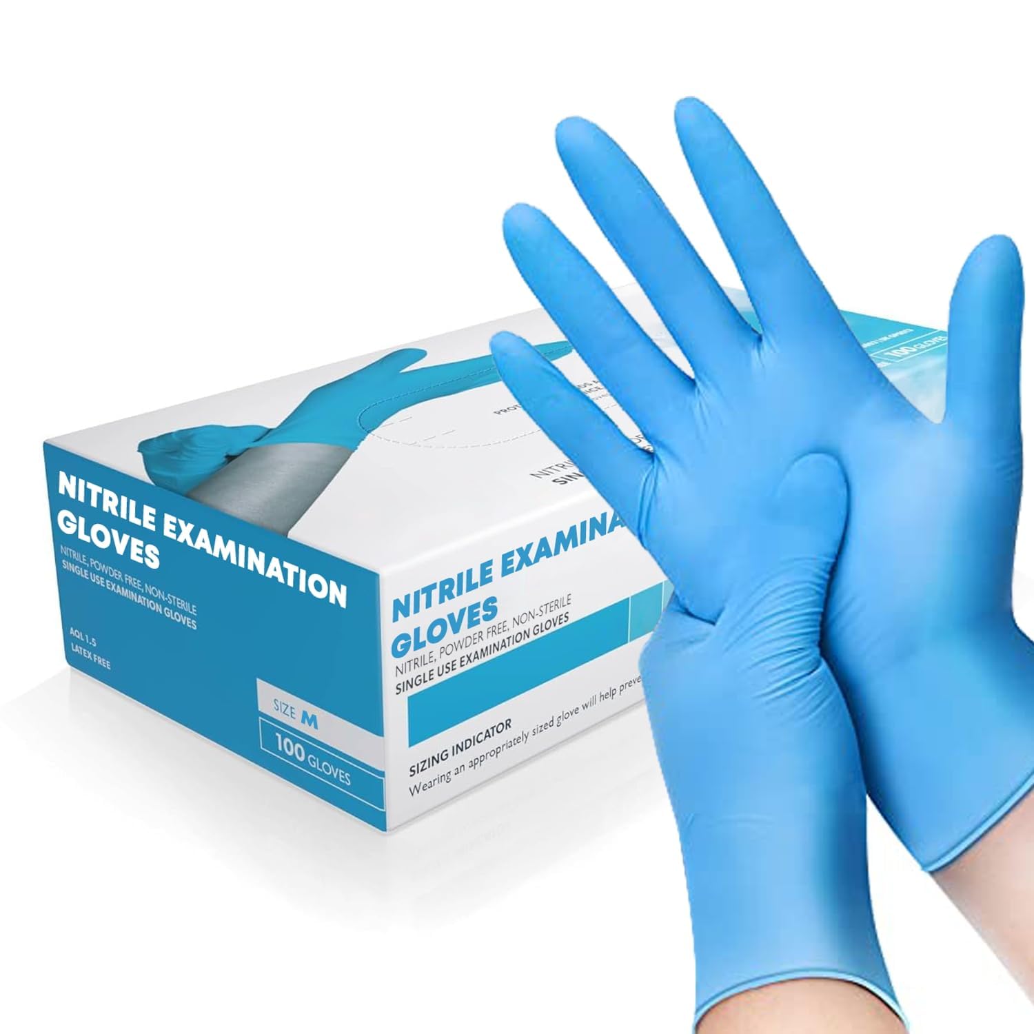 K-MART Professional Nitrile Powder Free Multi-Purpose Gloves, Disposable, Extra Strong - Box of 100 - Blue - Medium-0