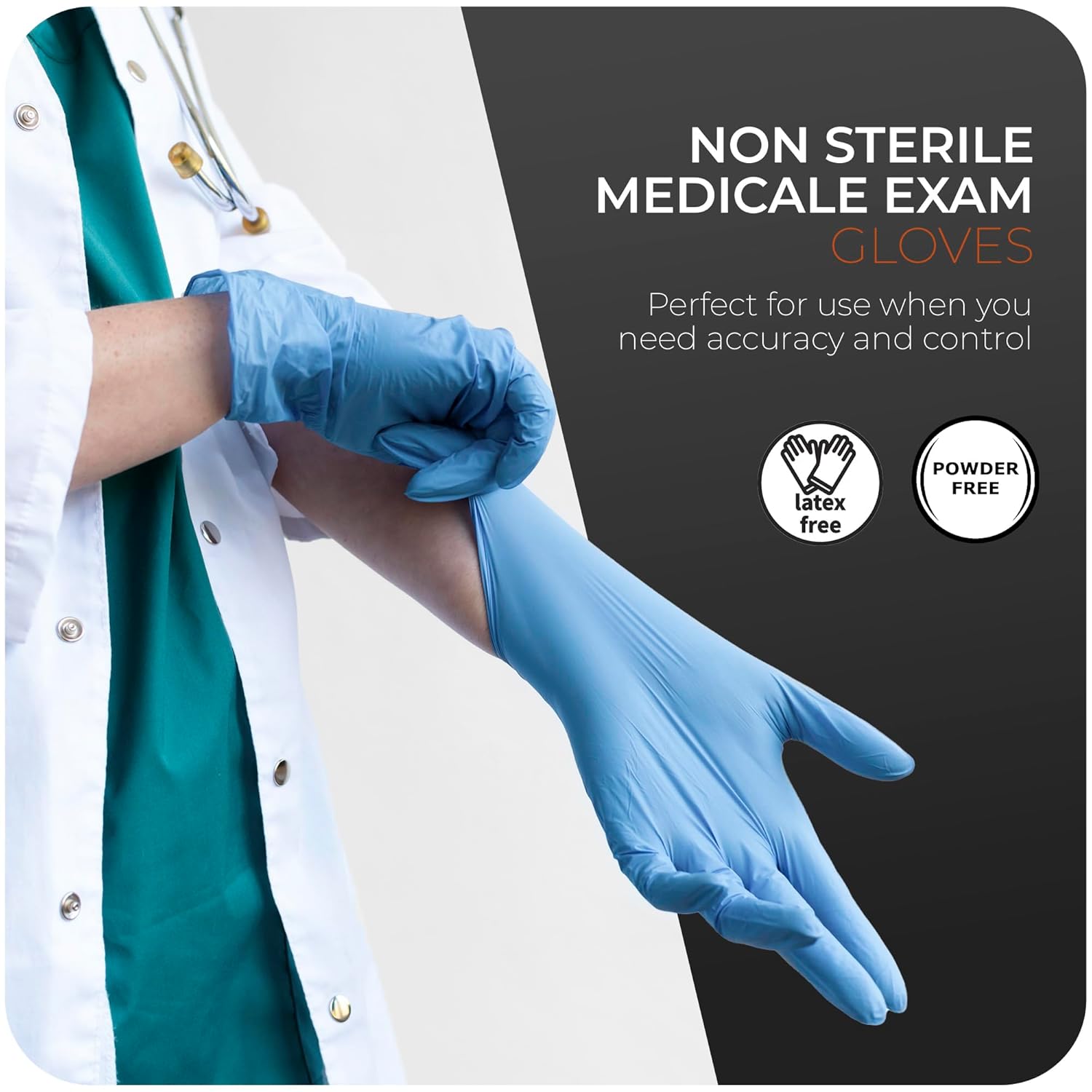 K-MART Professional Nitrile Powder Free Multi-Purpose Gloves, Disposable, Extra Strong - Box of 100 - Blue - Medium-1