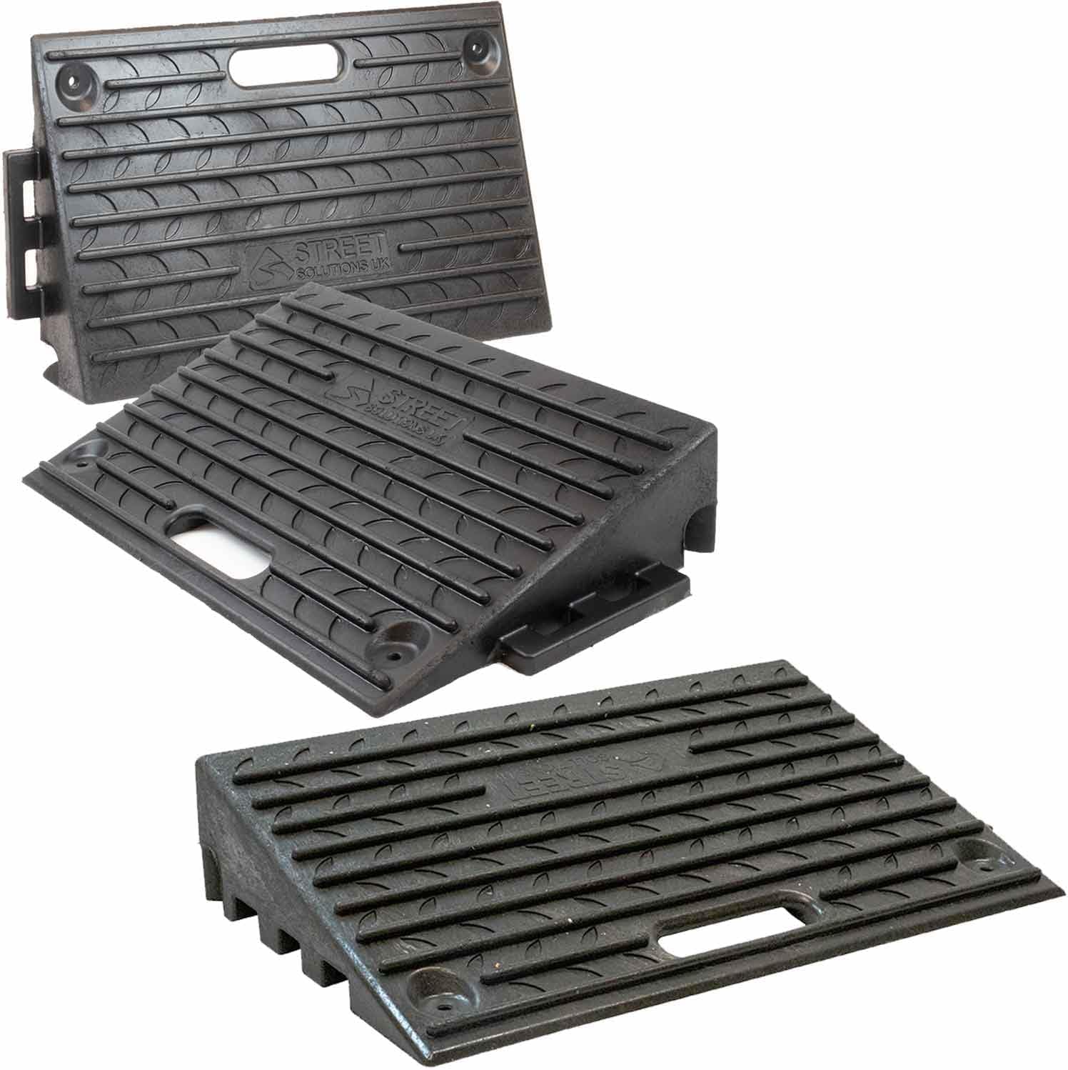 Street Solutions UK Rubber Kerb Ramps 4 Inch | Set of 3 | Heavy Duty Mobility Threshold Ramp for Wheelchairs, Cars Vehicles, Caravan, Scooter Wheels, Bike, Motorcycle, Disabled Chair & Dog-0