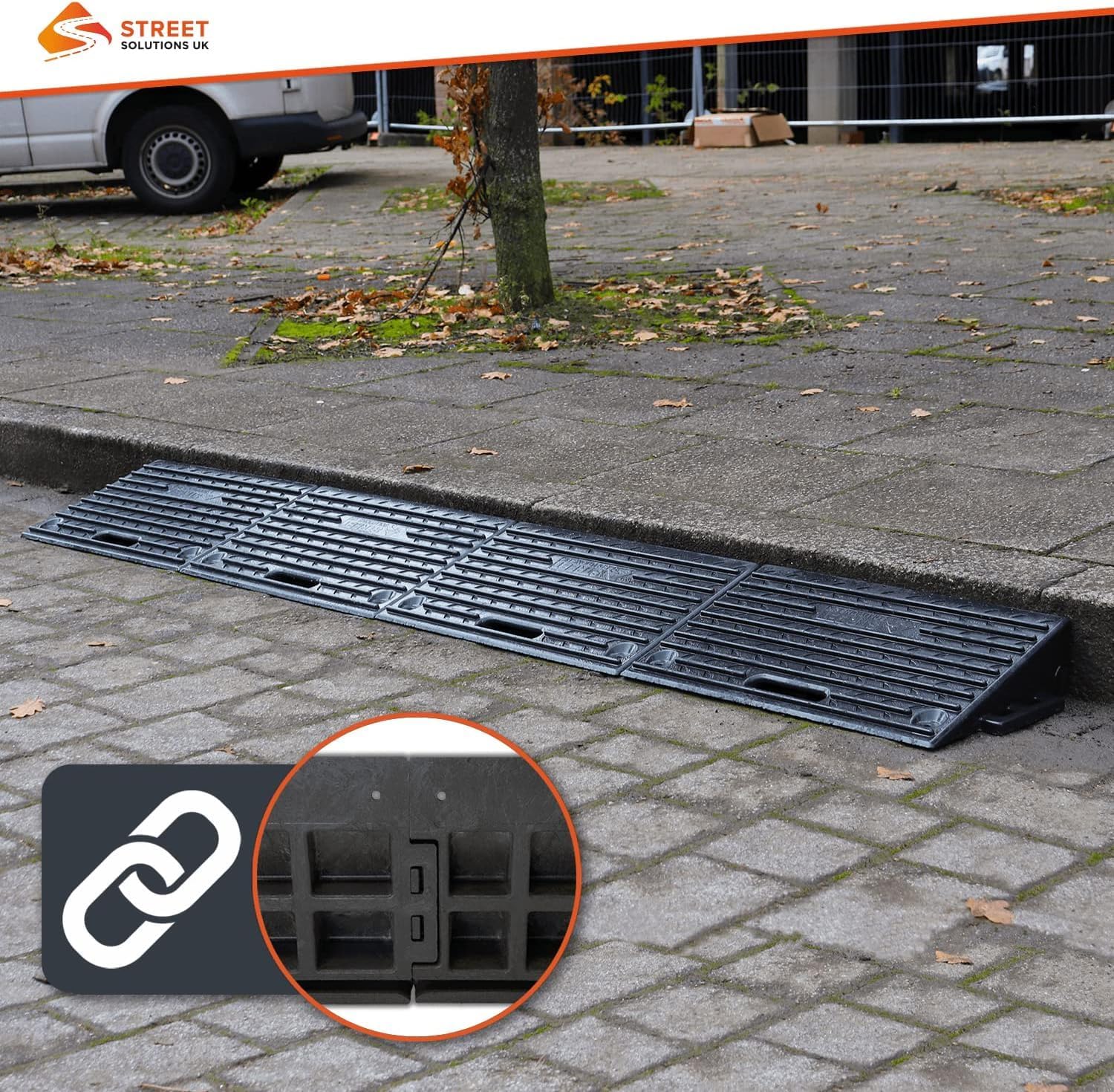 Street Solutions UK Rubber Kerb Ramps 4 Inch | Set of 3 | Heavy Duty Mobility Threshold Ramp for Wheelchairs, Cars Vehicles, Caravan, Scooter Wheels, Bike, Motorcycle, Disabled Chair & Dog-3