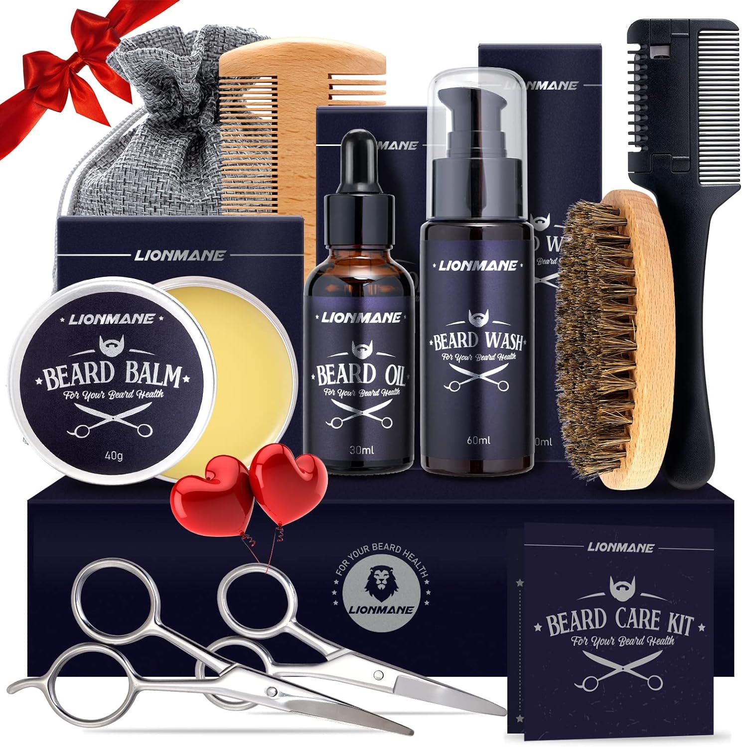 Beard Care Kit for Men, LIONMANE Beard Grooming Kit-Beard Balm,Beard Wash & Oil,Comb, Brush,Scissors,Hair Thinning Comb, Beard Trimming Set, Birthday Gifts for Him/Husband/Boyfriend/Dad-7