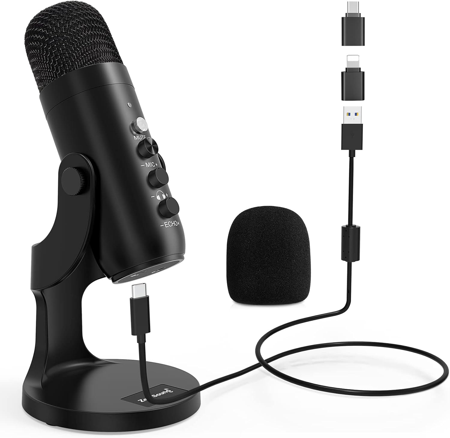 zealsound USB Microphone, PC Phone Podcast Mic, Condenser Gaming microphones for PS4&5, W/Quick Mute, Echo/Gain knob, Plug & Play for Streaming, Vocal Recording, ASMR, YouTube,Twitch on Mac Windows-0