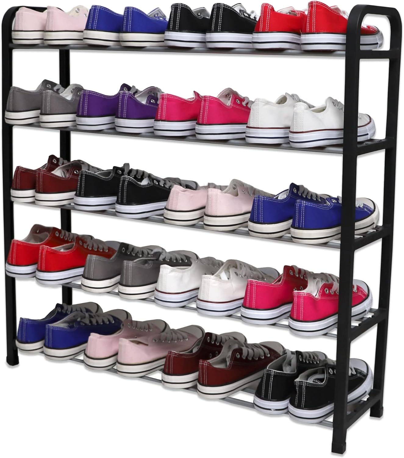 1ABOVE 5 Tier Shoe Rack Organiser, Heavy duty storage unit, Quick Assembly No Tools Required, Holds upto 15-20 pairs (BLACK)-0