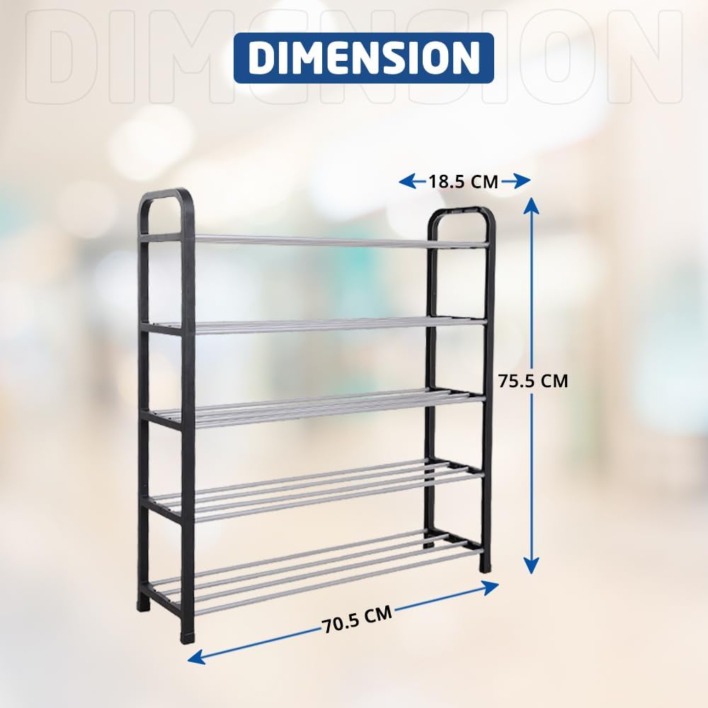 1ABOVE 5 Tier Shoe Rack Organiser, Heavy duty storage unit, Quick Assembly No Tools Required, Holds upto 15-20 pairs (BLACK)-2