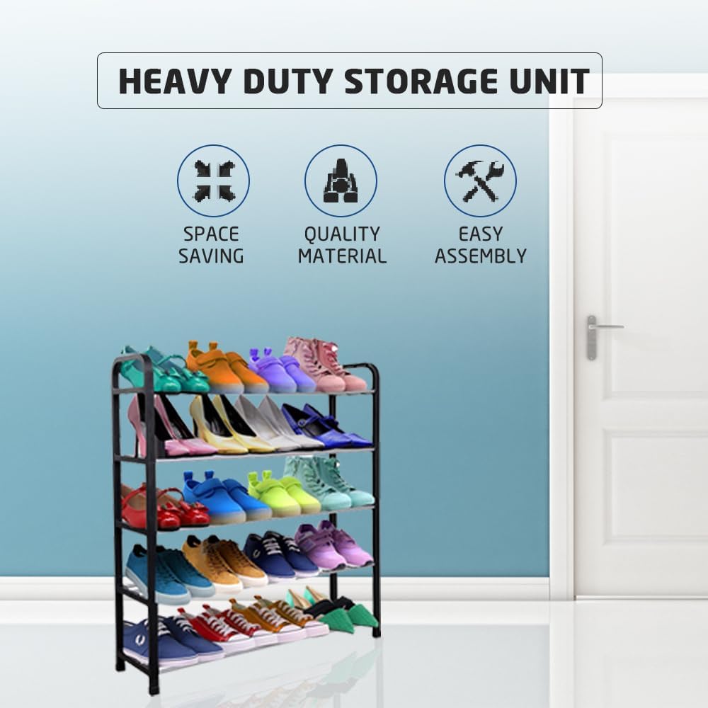 1ABOVE 5 Tier Shoe Rack Organiser, Heavy duty storage unit, Quick Assembly No Tools Required, Holds upto 15-20 pairs (BLACK)-4