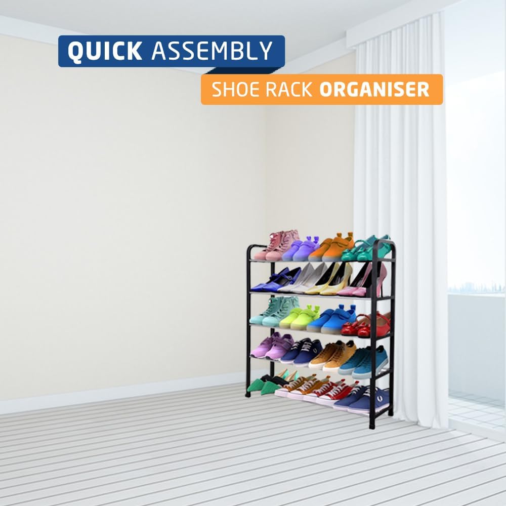 1ABOVE 5 Tier Shoe Rack Organiser, Heavy duty storage unit, Quick Assembly No Tools Required, Holds upto 15-20 pairs (BLACK)-5