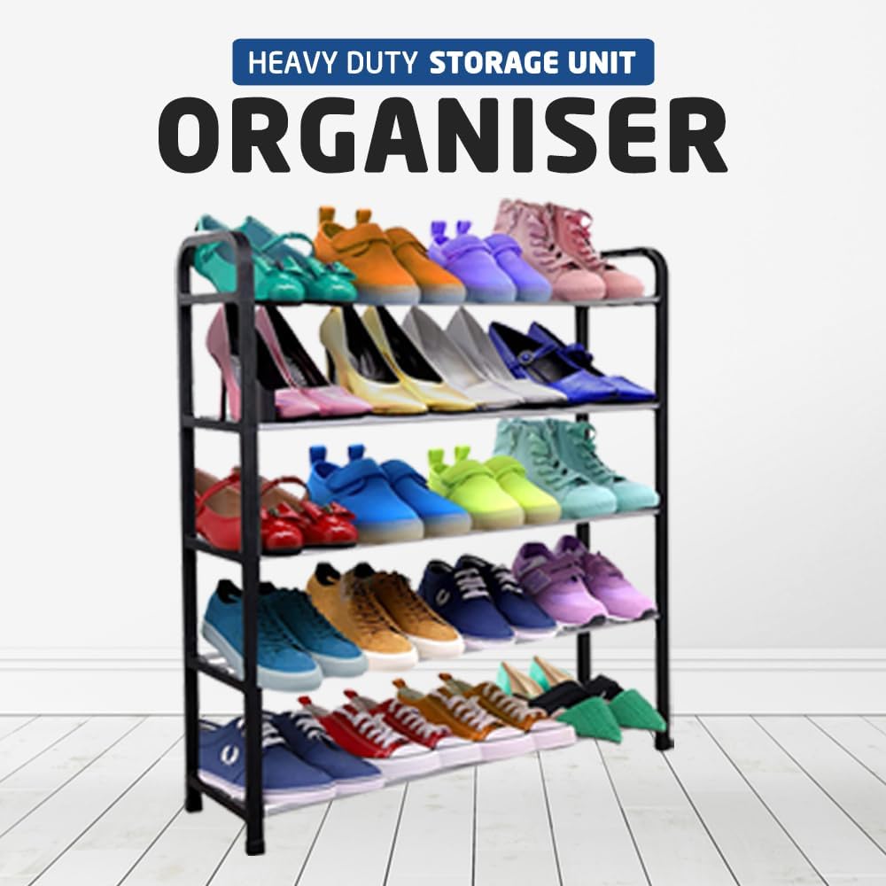 1ABOVE 5 Tier Shoe Rack Organiser, Heavy duty storage unit, Quick Assembly No Tools Required, Holds upto 15-20 pairs (BLACK)-6